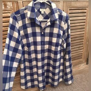 NWT J.Crew Factory Blue and White Plaid Shirt (Size Small)